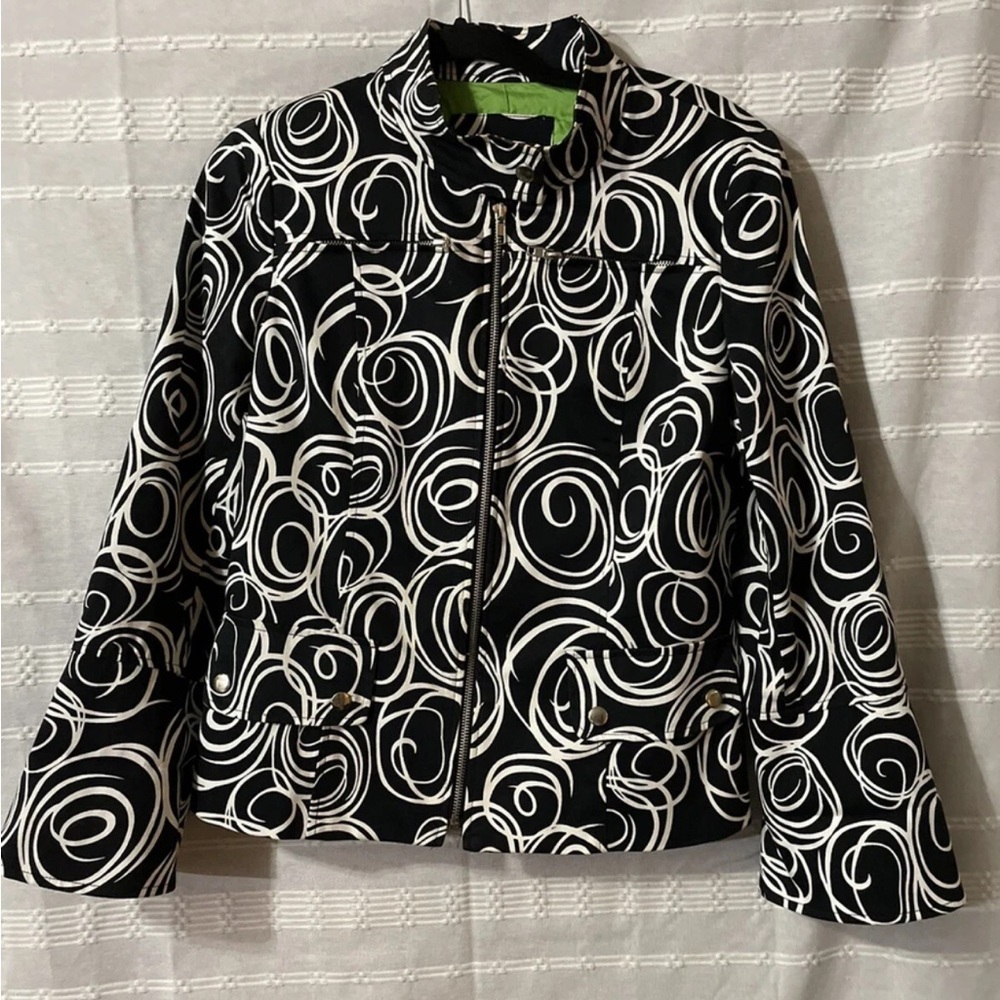 Anthracite Black & White Swirl Print Lightweight Jacket